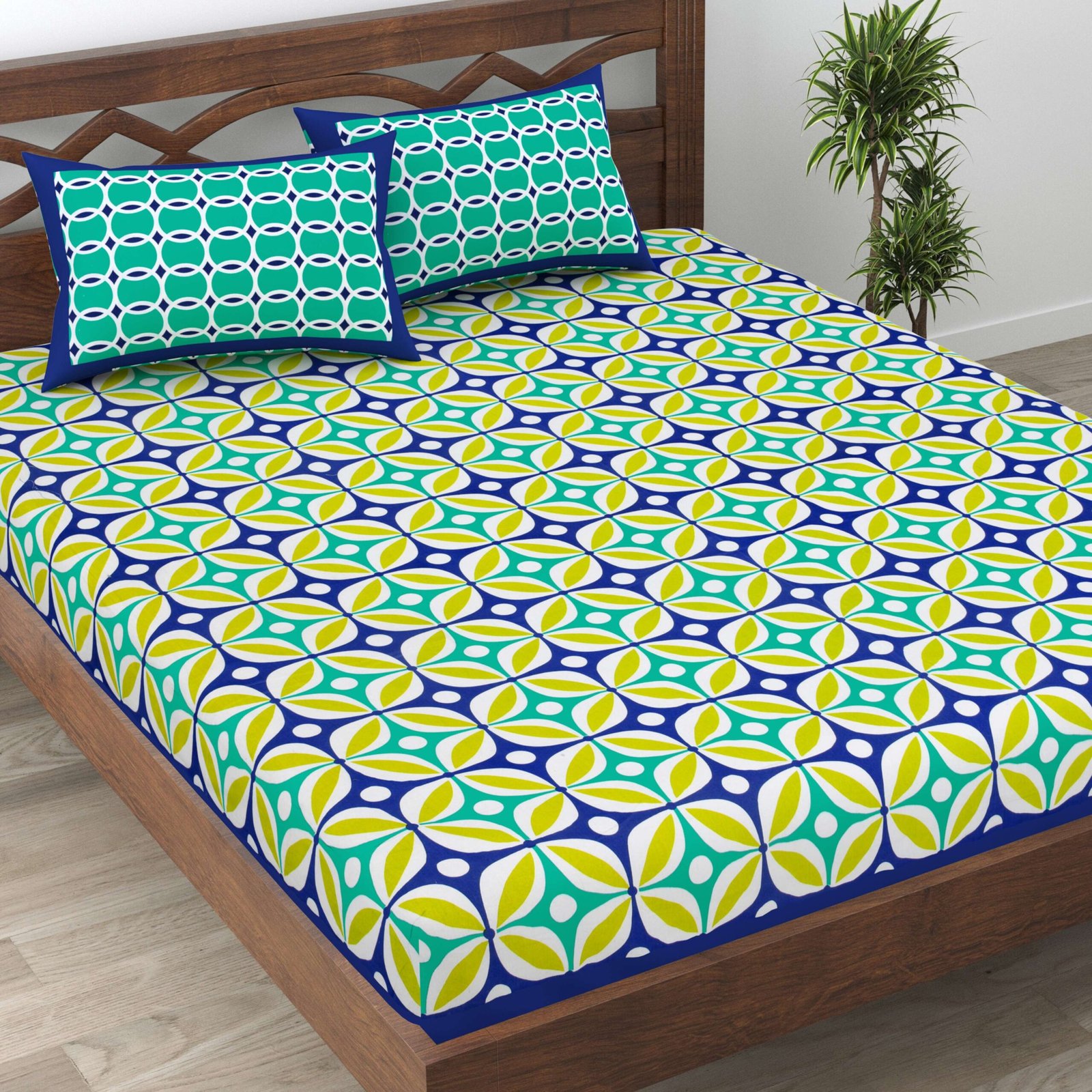 Rajasthani Traditionally Printed Cotton Doublebed Bedsheet With Pack of 2 Pillow Covers